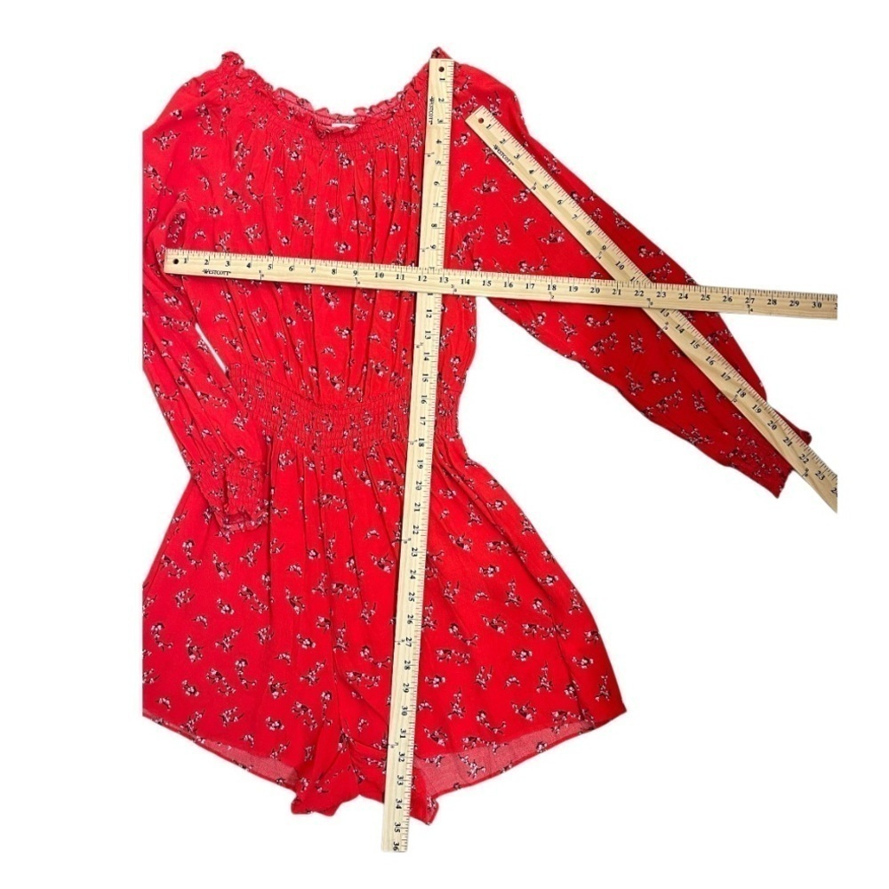 Kendall & Kylie Red Floral Off-Shoulder Romper - Size Women’s M - Picture 10 of 10